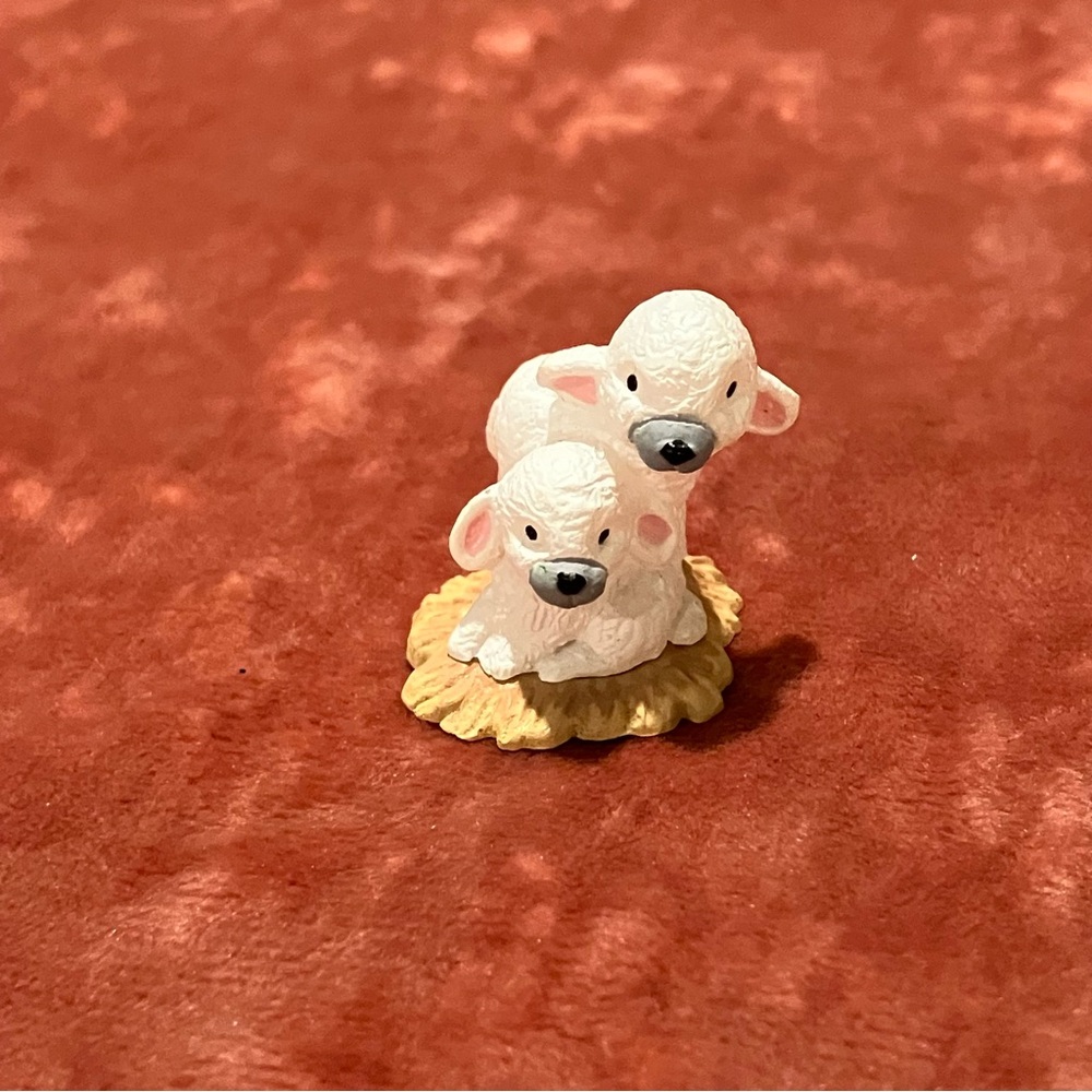 Vintage Hallmark Merry Miniatures Nativity Lambs Figurine